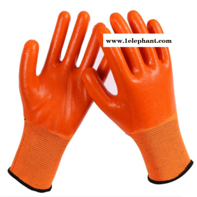 劳保手套 13针尼龙PVC涂胶牛筋手套 工作工业手套耐油耐磨手套图2