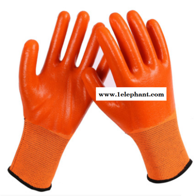 耐油手套PVC耐磨手套劳保工业手套防滑胶皮手套加厚浸塑图2