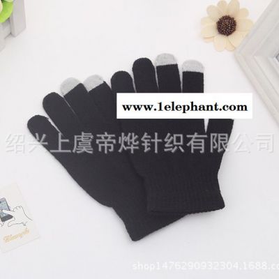 厂家直销男女连指针织手套 内拉绒保暖护手手套 logo定制触屏手套图2