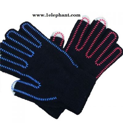 厂家直销男女连指针织手套 内拉绒保暖护手手套 logo定制触屏手套图6