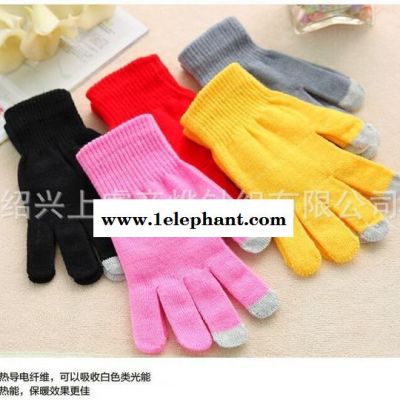 厂家直销男女连指针织手套 内拉绒保暖护手手套 logo定制触屏手套图4