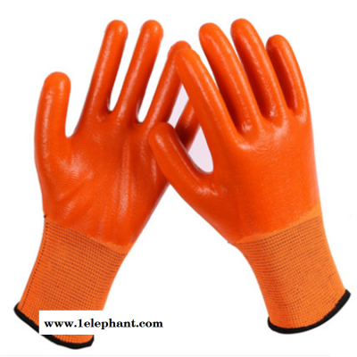 劳保工作塑胶手套浸胶PVC牛筋耐磨手套防水耐油干活工地橡胶手套图2