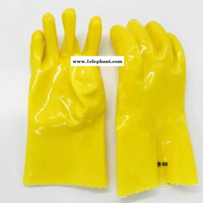 棉毛浸塑手套 加长工业耐油耐酸碱浸胶手套 PVC加厚劳保防护手套