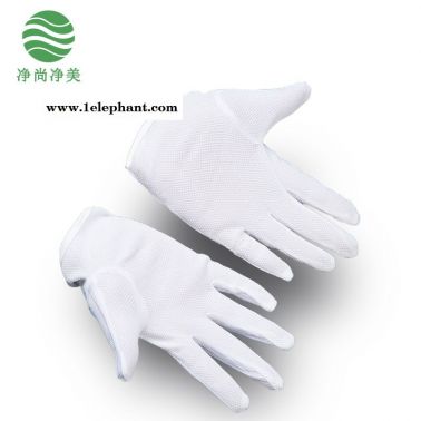 JSJM防静电点塑手套 白色条纹点塑 无尘电子作业耐磨防滑手套批发