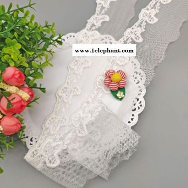 棉线叶子绣花花边精致刺绣网纱花边DIY米白蕾丝花边