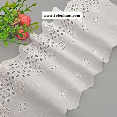 四孔小花全棉布花边几何花型棉线刺绣花边帽饰婚纱布艺