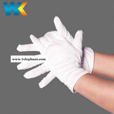 厂家直销无尘布防护白色手套礼仪白手套有松紧电子厂劳保工作手套