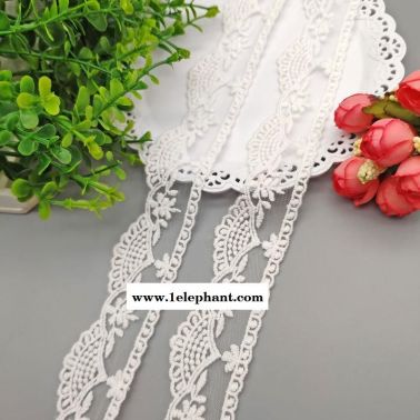 绣花皇冠花边头纱裙子装饰蕾丝花边米白棉线刺绣花边