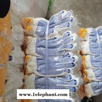 利锋 防滑点胶手套劳保手套十针加密漂白蓝色点塑手黄点透气塑胶耐磨劳保手套玻璃带胶粒耐用车间棉线胶皮实用磨砂图4