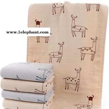 羊驼双层纯棉纱布毛巾 创意超市吸水毛巾高阳纯棉纱布