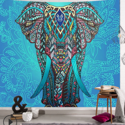LAZADA新款民族风背景墙挂布印度挂毯大象家居艺术壁挂毯定制批发