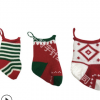 提花装饰挂件毛线针织圣诞袜跨境提花圣诞袜红绿色毛线针织圣诞袜