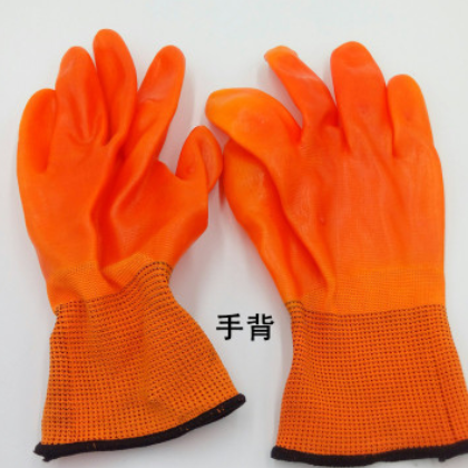 世鹏满挂PVC牛筋手套劳保手套黄胶挂胶手套全挂满挂胶有味手套图2
