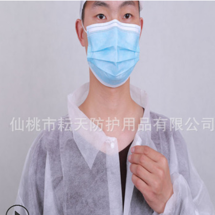 批发PP SMS 一次性无纺布工作服 有口袋 无口袋 实验服 防尘服图2