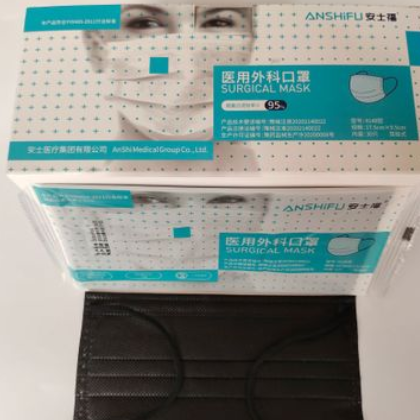 医用外科口罩 黑色现货单独包装 三层防护内挂四包边环氧乙烷灭菌图3