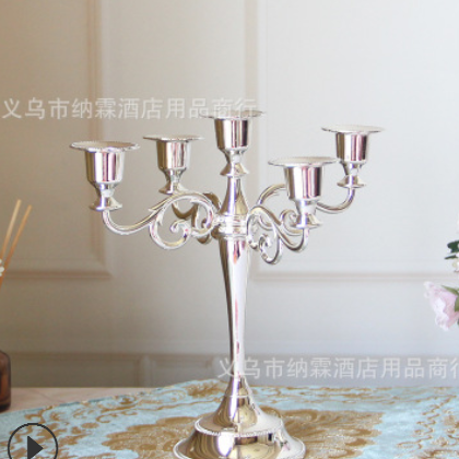 欧式外贸新款五头烛台花托 家居婚庆酒店摆件合金工艺品现货批发图2