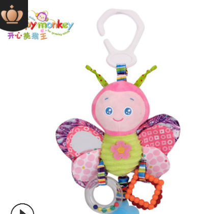 Happy Monkey婴儿玩具0-1岁车挂动物床挂毛绒玩具摇铃安抚床铃图3