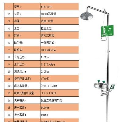 304不锈钢复合式紧急冲淋洗眼器图9
