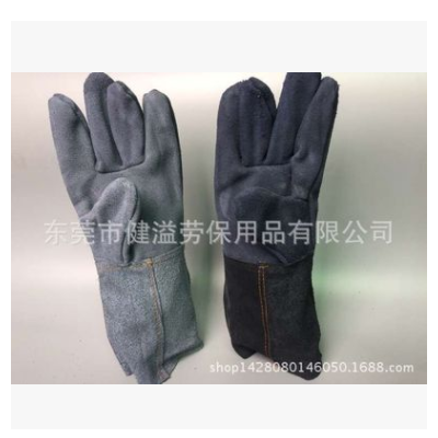 厂家生产供应二层长全皮电焊 防护牛皮手套 全真皮手套