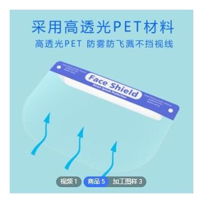 玖腾医疗现货防雾防飞沫隔离面屏防油防喷溅高清透明PET 防护面罩图2
