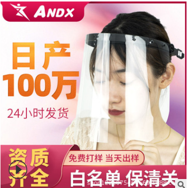 可调节防护面罩防尘防雾防疫防飞沫可移动透明面罩