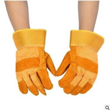 厂家直销现货批发电焊黄皮驳掌手套防护手套劳保手套园林园艺