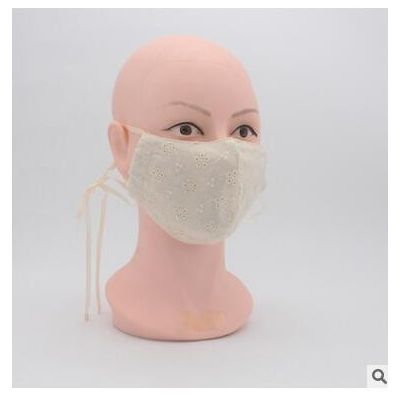 全棉绣花布时尚透气韩版女士口罩可水洗折叠立体易呼吸口罩舒适图3