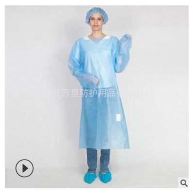 一次性PP+PE袍覆膜淋膜袍防水防尘男女通用反穿式带拇指扣图3