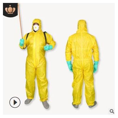 一次性淋膜覆膜贴条防护服PP+PE TYPE3连体带帽不带脚套图2