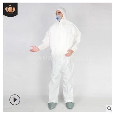 仙万里一次性SF透气膜防护服连体带帽防水防尘漆养殖防疫工作服图2