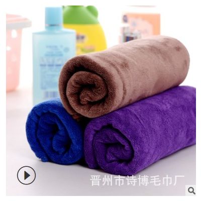 源头工厂超细纤维加厚吸水毛巾 素色磨毛面巾 美容理发店干发巾图3