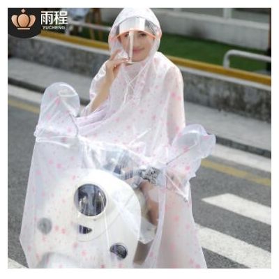 雨衣电动车单人加大加厚双帽檐男女士成人透明摩托车雨衣长款全身图2