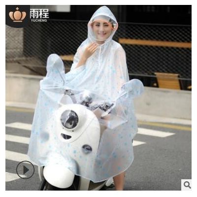 雨衣电动车单人加大加厚双帽檐男女士成人透明摩托车雨衣长款全身图3