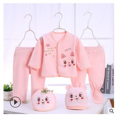 2021新款春秋冬婴幼儿新生儿保暖精梳棉五件套衣服用品批发图2