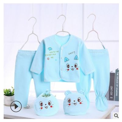 2021新款春秋冬婴幼儿新生儿保暖精梳棉五件套衣服用品批发图3