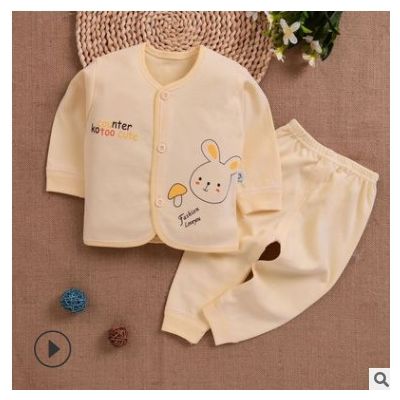2021新款婴幼儿棉毛两件套新生儿衣服四零精梳棉质内衣宝宝套装图2