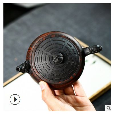 宜兴名家创意款紫砂壶 全手工龙升茶壶八卦壶盖绞泥茶具一件代发图2
