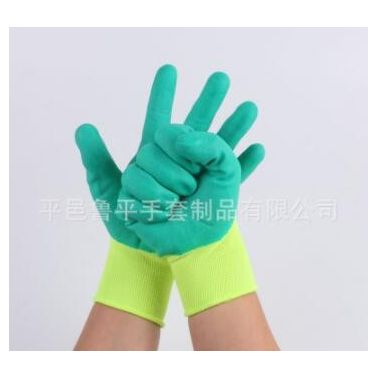厂家批发浸胶手套劳保工作防护手套 透气王作业防滑挂胶手套