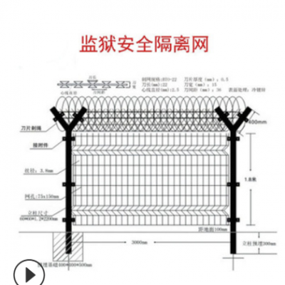 监狱刀片刺网护栏网 监狱钢网墙 看守所警戒围栏防攀爬护栏网厂家图2