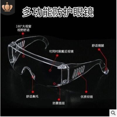 百叶窗防风护目镜防冲击防尘防雾防飞沫防喷溅骑行透明防护眼镜图2