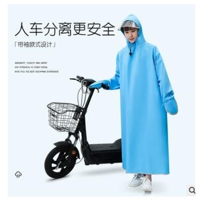 电动车牛津带袖雨衣长款连体单人时尚雨衣摩托车自行车防暴雨雨图2