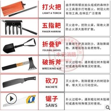 森林灭火组合工具8件套单兵救援组合工具消防多功能灭火扑火工具