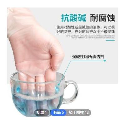一次性tpe手套食品级 蓝色透明塑料膜防护手套图2