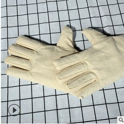 厂家批发帆布手套双层加厚劳保黄甲24线帆布防护电焊工厂作业手套图3