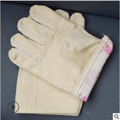 厂家批发帆布手套双层加厚劳保黄甲24线帆布防护电焊工厂作业手套图2