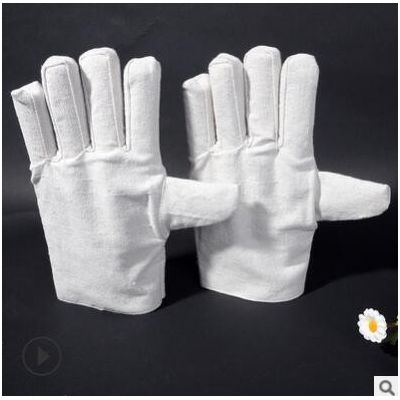 帆布双层劳保手套白甲双层防护电焊厂家批发劳保用品帆布手套图2