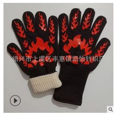 厂家现货 烧烤烤箱微波炉手套 芳纶硅胶黑色手套耐高温防热手套图3