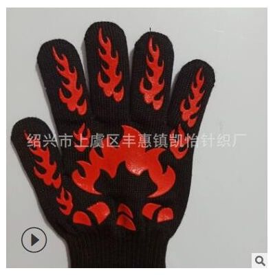 厂家现货 烧烤烤箱微波炉手套 芳纶硅胶黑色手套耐高温防热手套图2