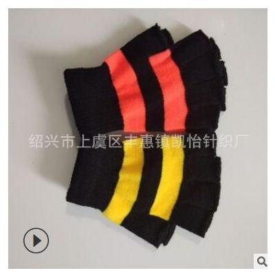 厂家供应 腈纶针织保暖 秋冬款条纹半指手套 logo定制图2