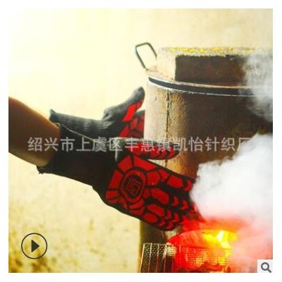 厂家供应 芳纶材质双层耐高温 微波炉烧烤针织手套 野外BBQ手套图3